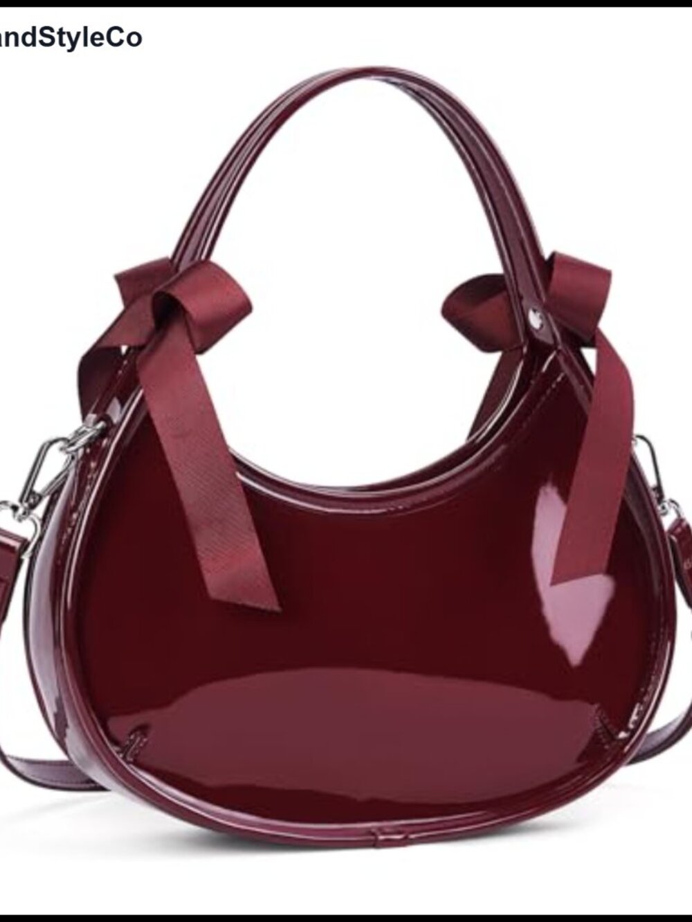 Patent Leather Clutch Purse with Bow Crossbody Shoulder Handbag
